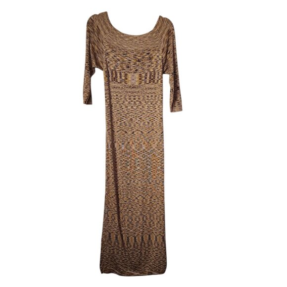 MAG Y2K 100% Silk Chevron Knit Maxi Dress Boho Resortwear Size M - Picture 3 of 8